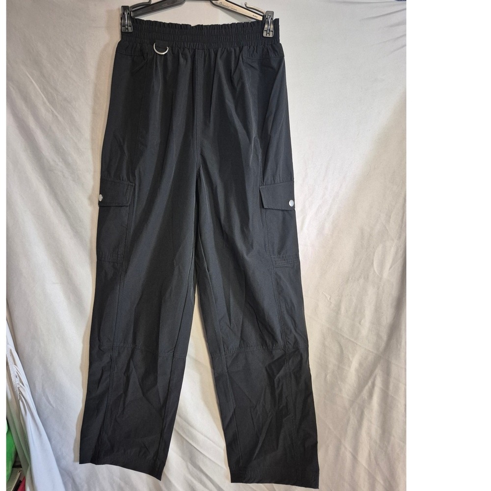 Halara Black Cargo Pants High Waisted Snap Hem Utility Trousers XS NEW